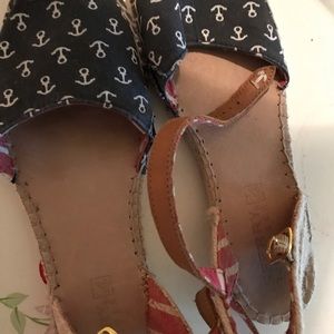 Sperry espadrille sandals nautical theme anchors